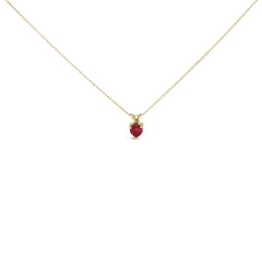 14K Gold 5X5 MM Heart Shaped Gemstone Solitaire Pendant Necklace