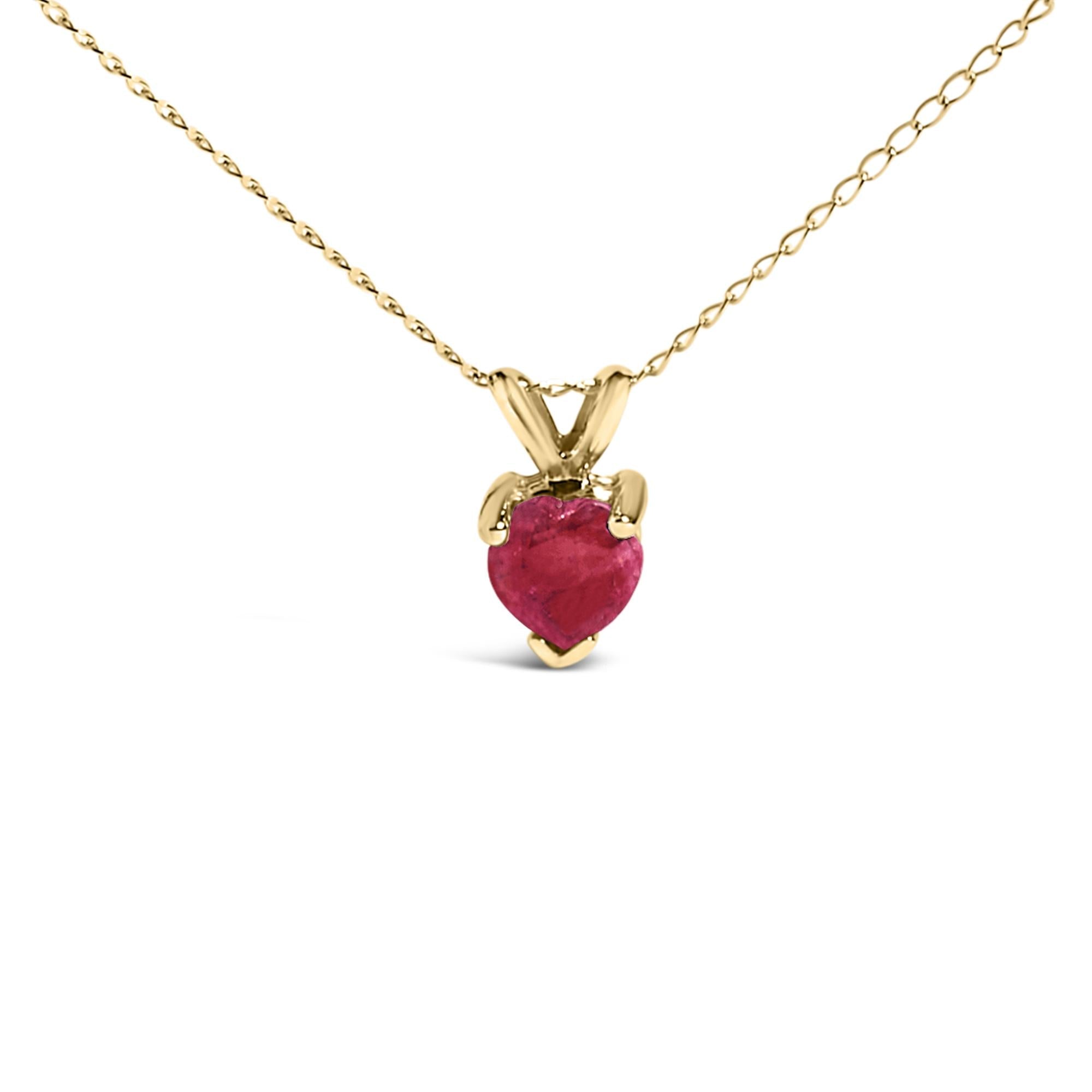 14K Gold 5X5 MM Heart Shaped Gemstone Solitaire Pendant Necklace