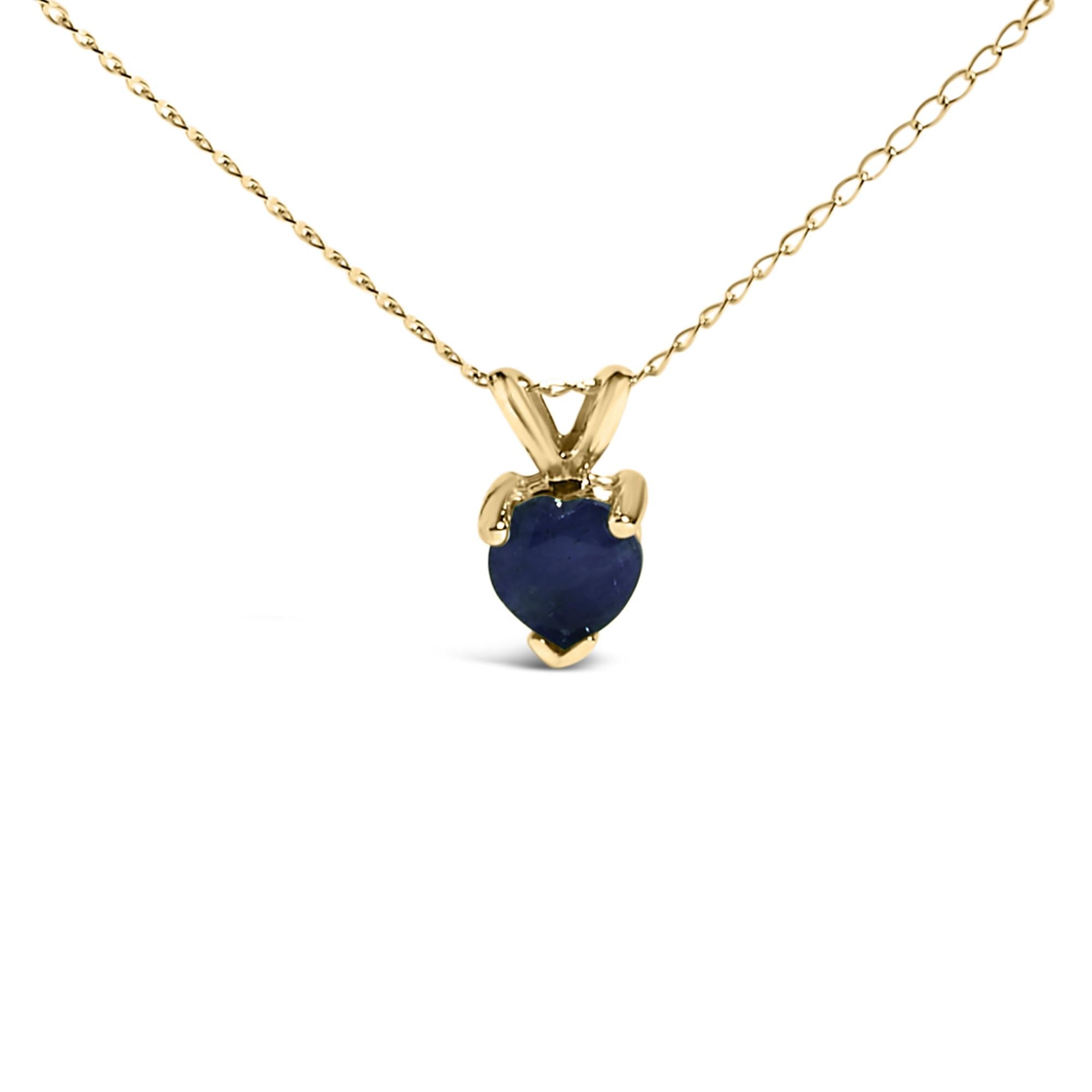 14K Gold 5X5 MM Heart Shaped Gemstone Solitaire Pendant Necklace