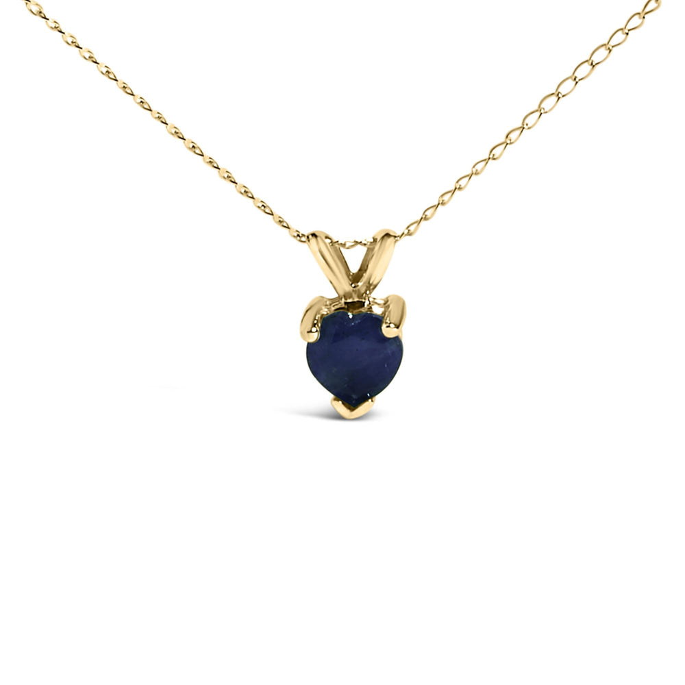 14K Gold 5X5 MM Heart Shaped Gemstone Solitaire Pendant Necklace