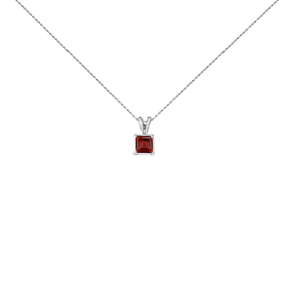 14K Gold 5x5 MM Square Shaped Gemstone Solitaire Pendant Necklace