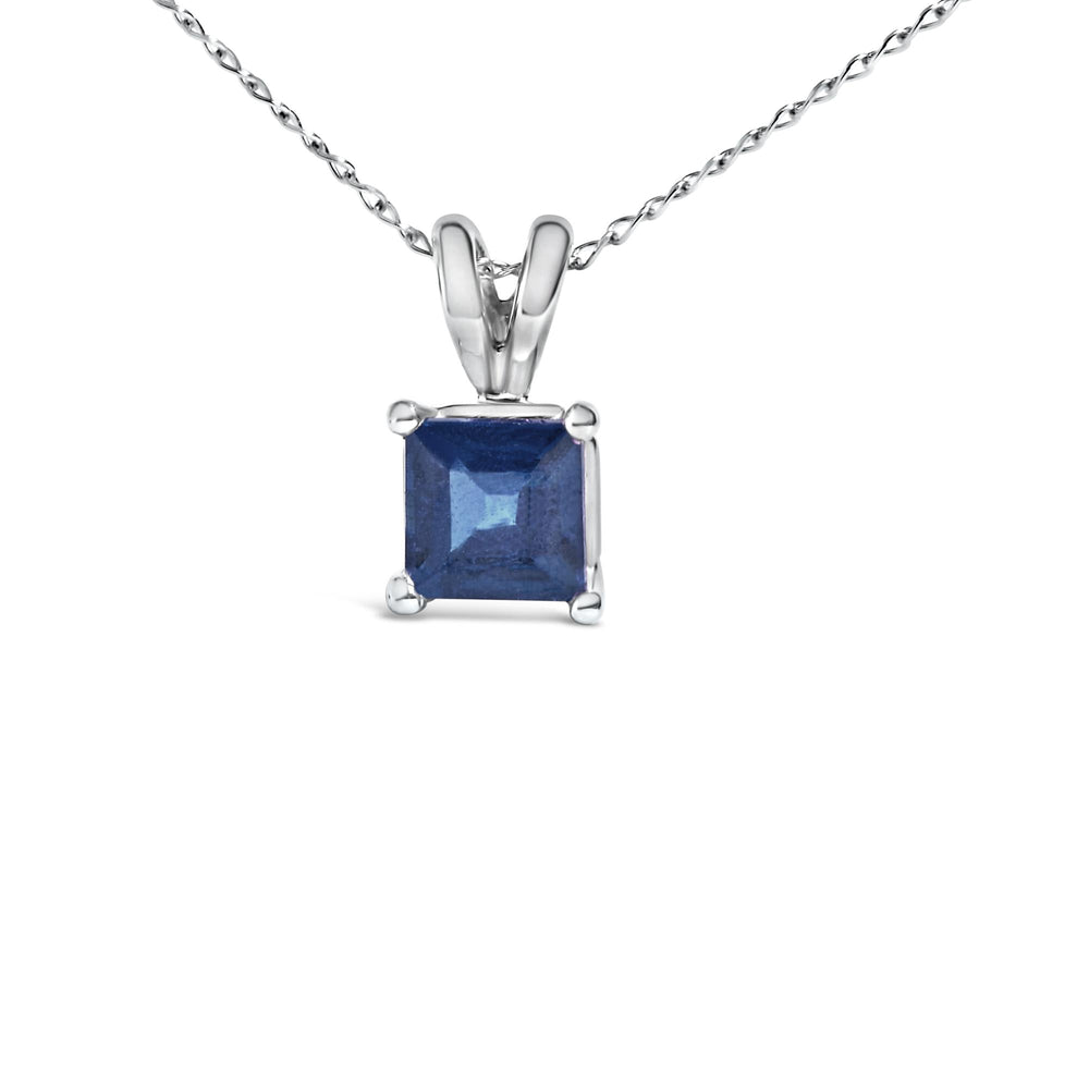14K Gold 5x5 MM Square Shaped Gemstone Solitaire Pendant Necklace
