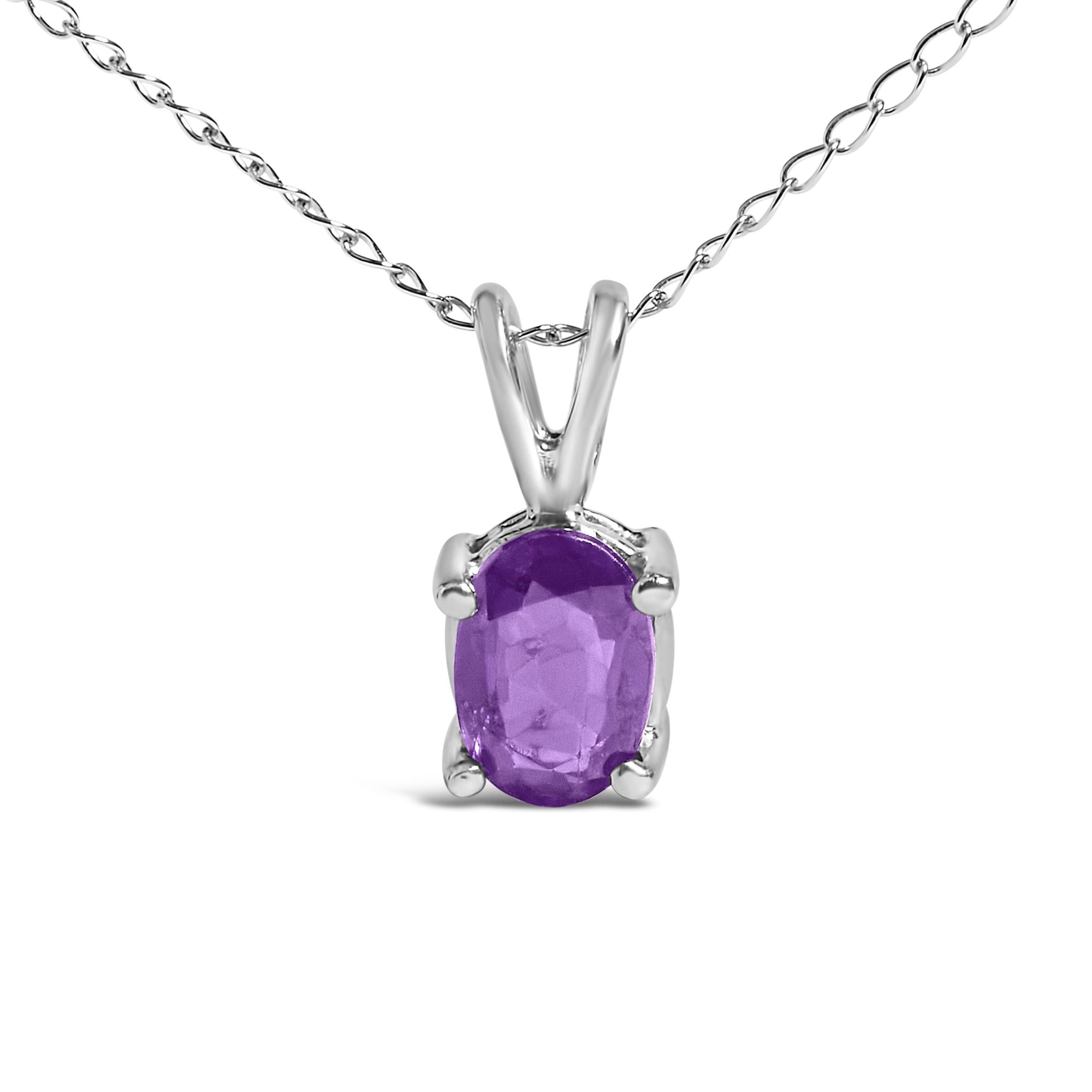 14K Gold 6x4MM Oval Shaped Gemstone Solitaire Pendant Necklace