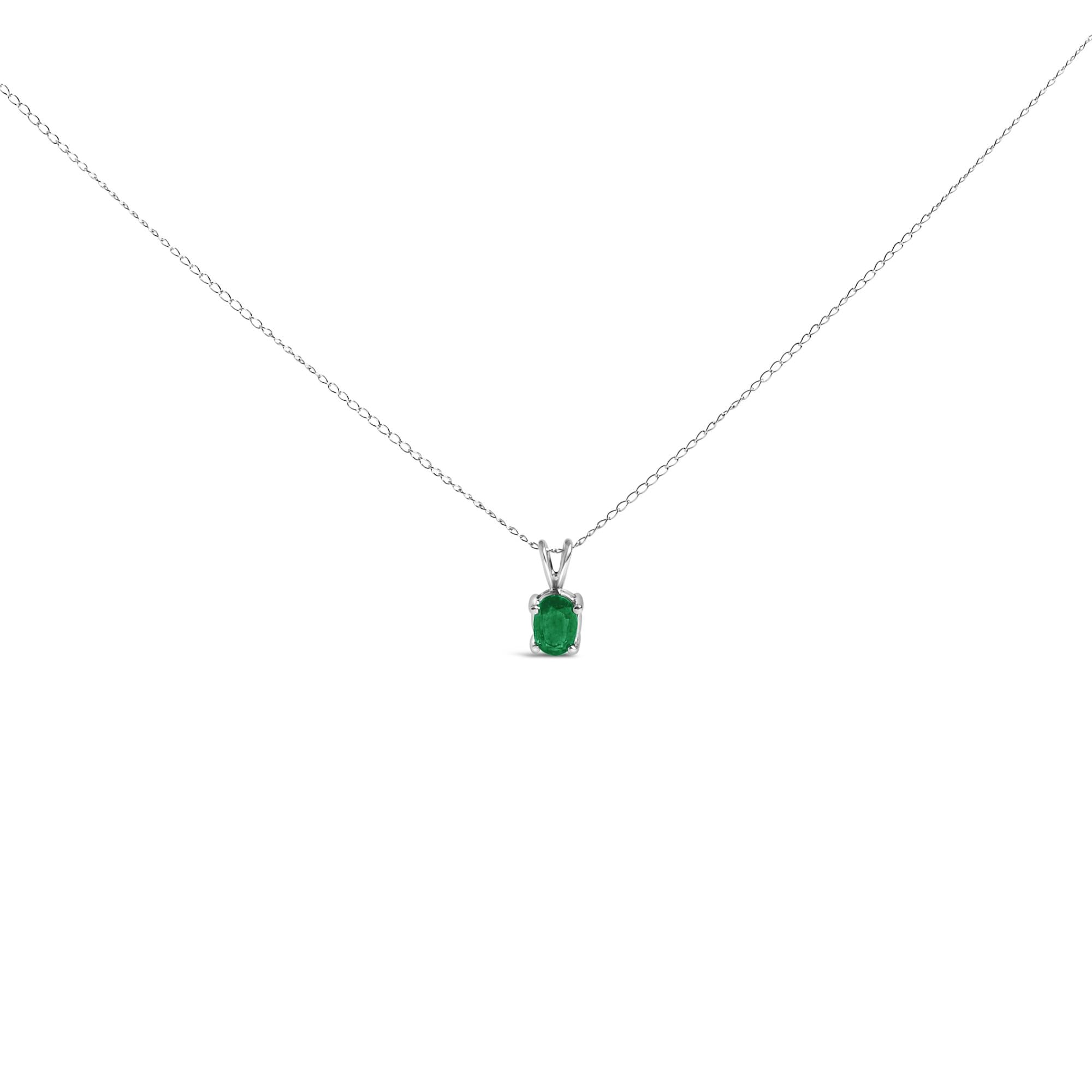 14K Gold 6x4MM Oval Shaped Gemstone Solitaire Pendant Necklace