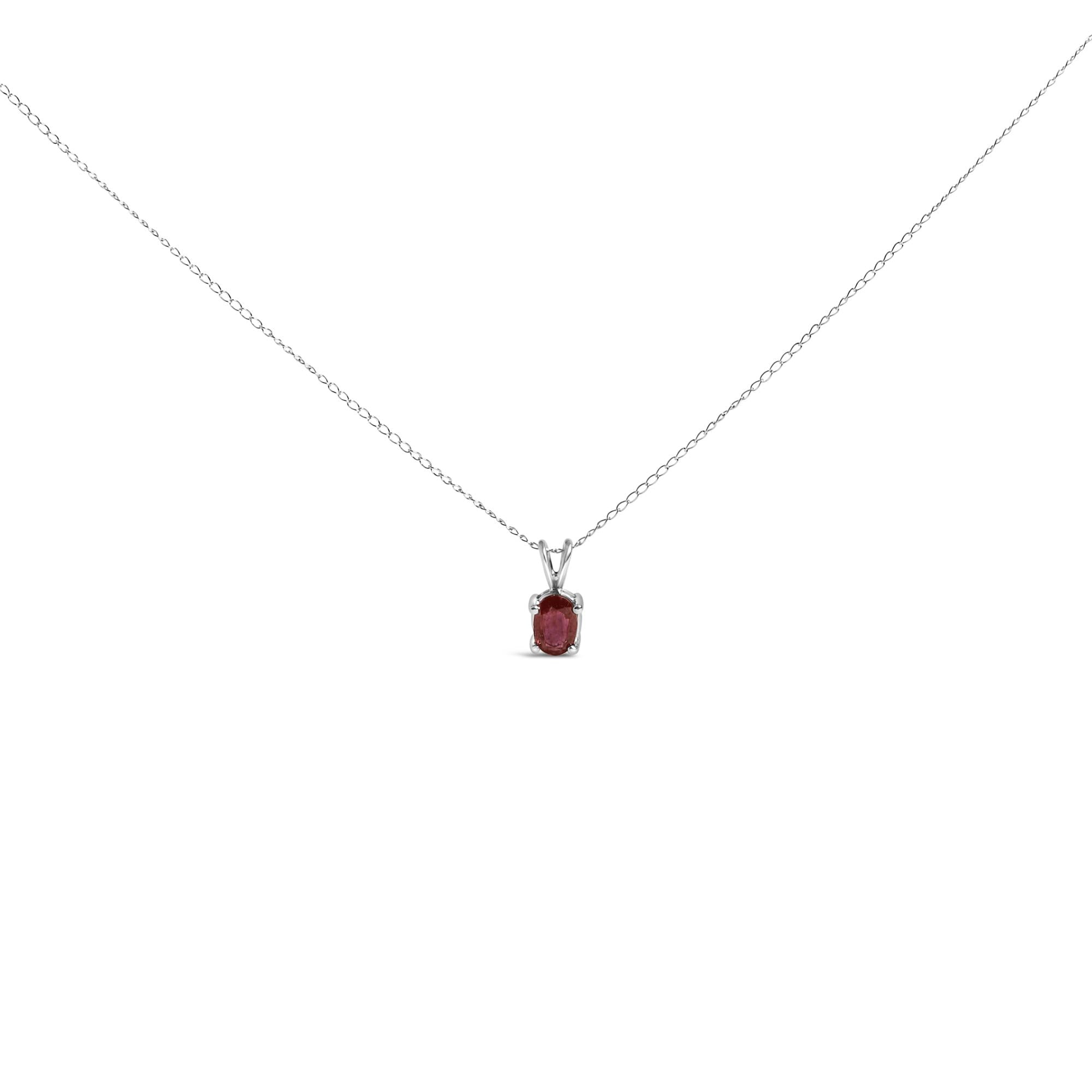 14K Gold 6x4MM Oval Shaped Gemstone Solitaire Pendant Necklace