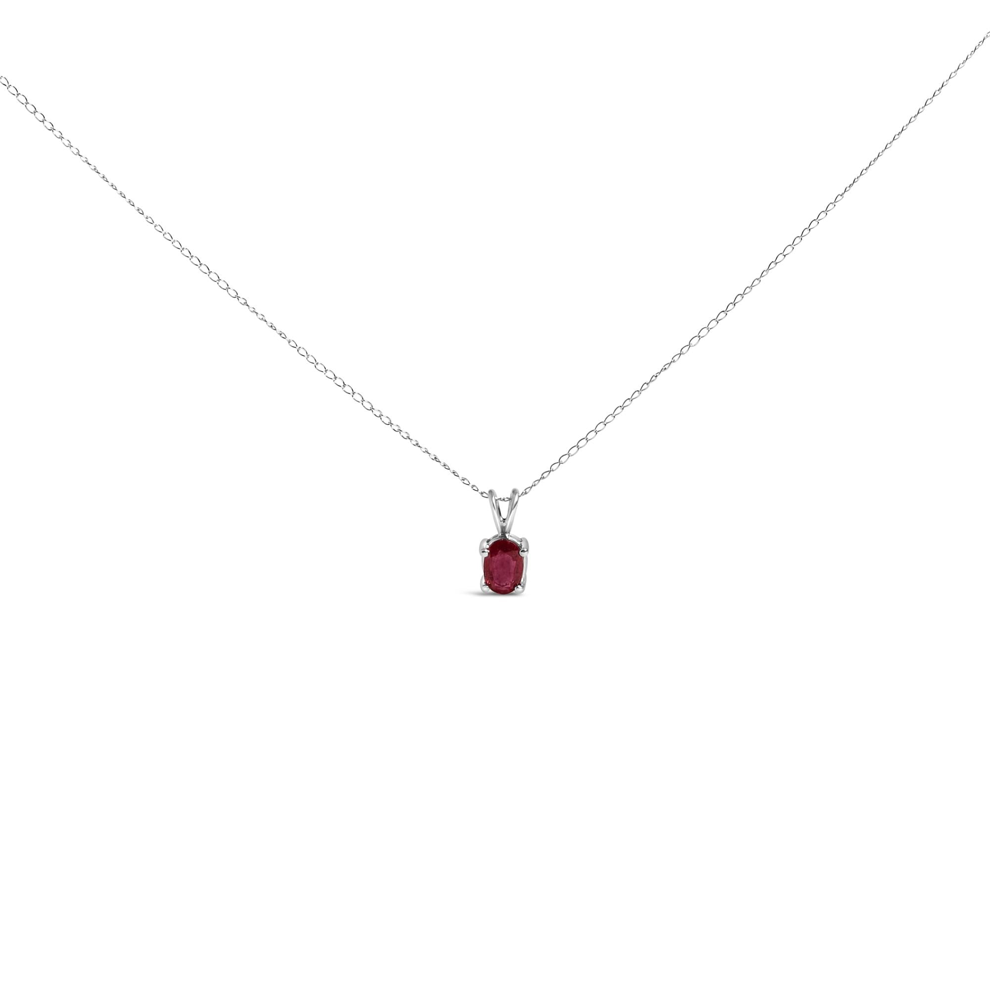 14K Gold 6x4MM Oval Shaped Gemstone Solitaire Pendant Necklace