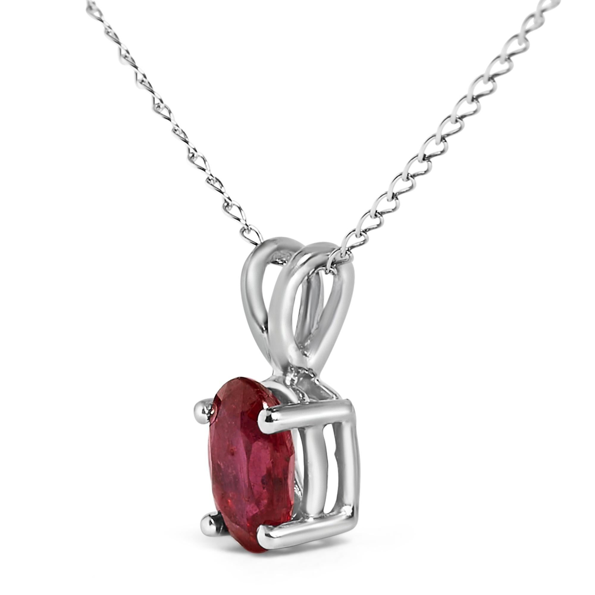 14K Gold 6x4MM Oval Shaped Gemstone Solitaire Pendant Necklace