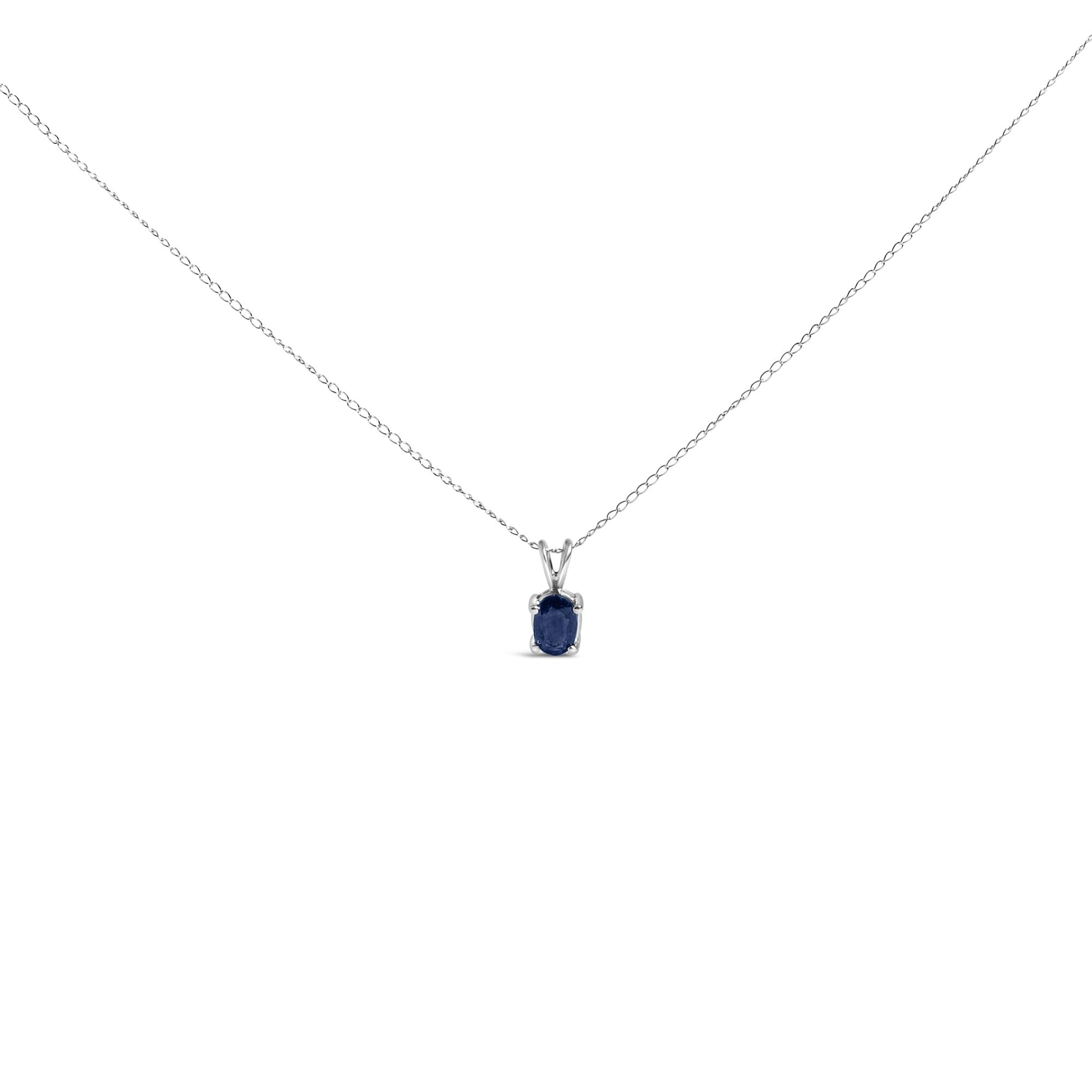 14K Gold 6x4MM Oval Shaped Gemstone Solitaire Pendant Necklace