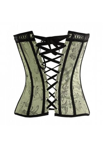 Vintage Floral Print Overbust Corset Bustier