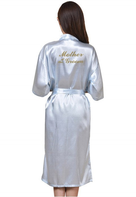 Mother of the Groom Satin Kimono Robe with Gold Glitter