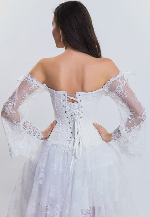 Women's Lace Sexy Corset Long Sleeves Lace Up Bustier