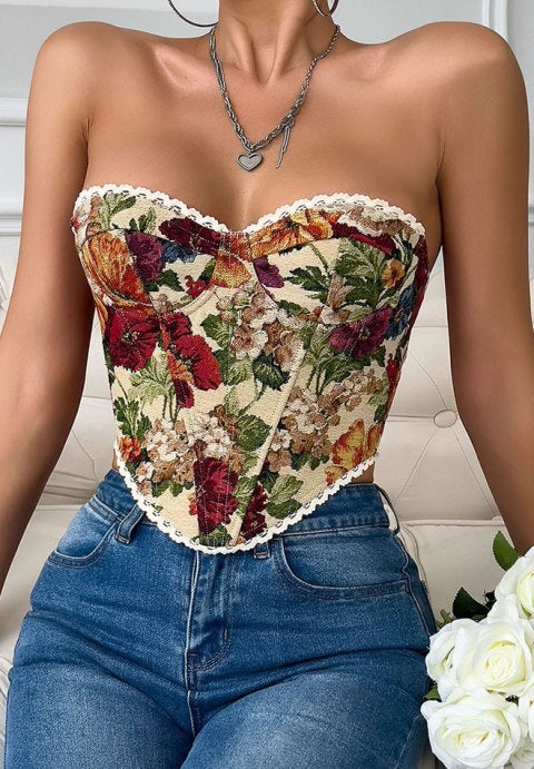 Versatile Floral Bustier Top