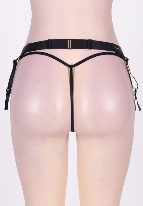 Plus Size Elasticized Strappy Garter With G-string