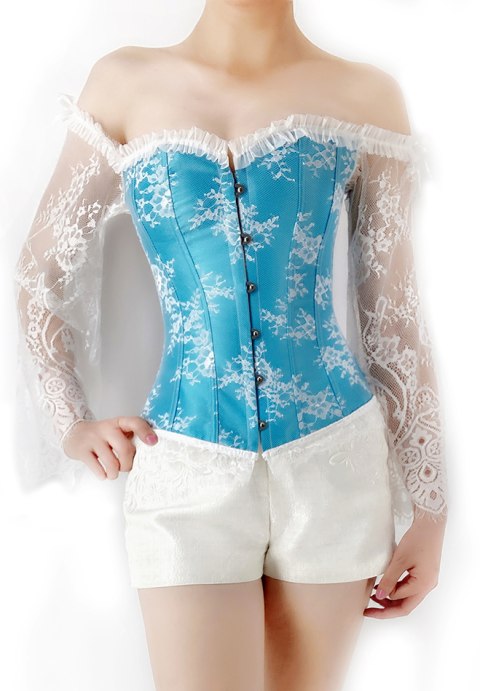 Long Sleeves Lace Up Bustier With Mini Tutu Skirt