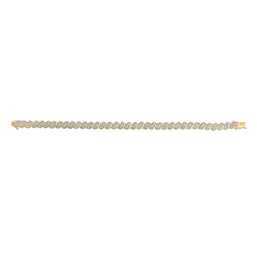 10K Yellow Gold Plated .925 Sterling Silver 1/2 Cttw Diamond Oval Link Bracelet (I-J Color, I3 Clarity) - 7.75 Inches
