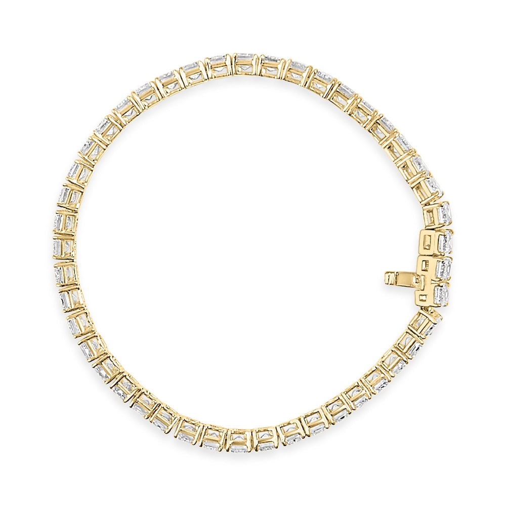IGI Certified 14K Yellow Gold 18 1/2 Cttw Emerald Cut Lab Grown Diamond Tennis Bracelet