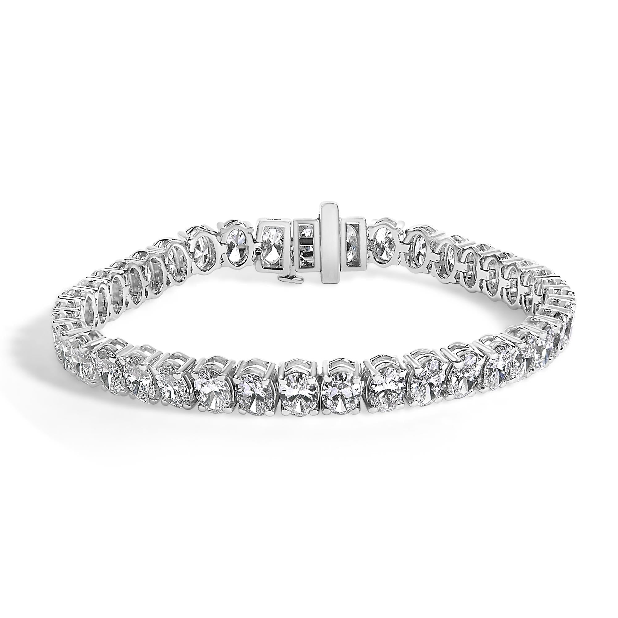 IGI Certified 14K Yellow Gold 18 1/2 Cttw Oval Cut Lab Grown Diamond Tennis Bracelet