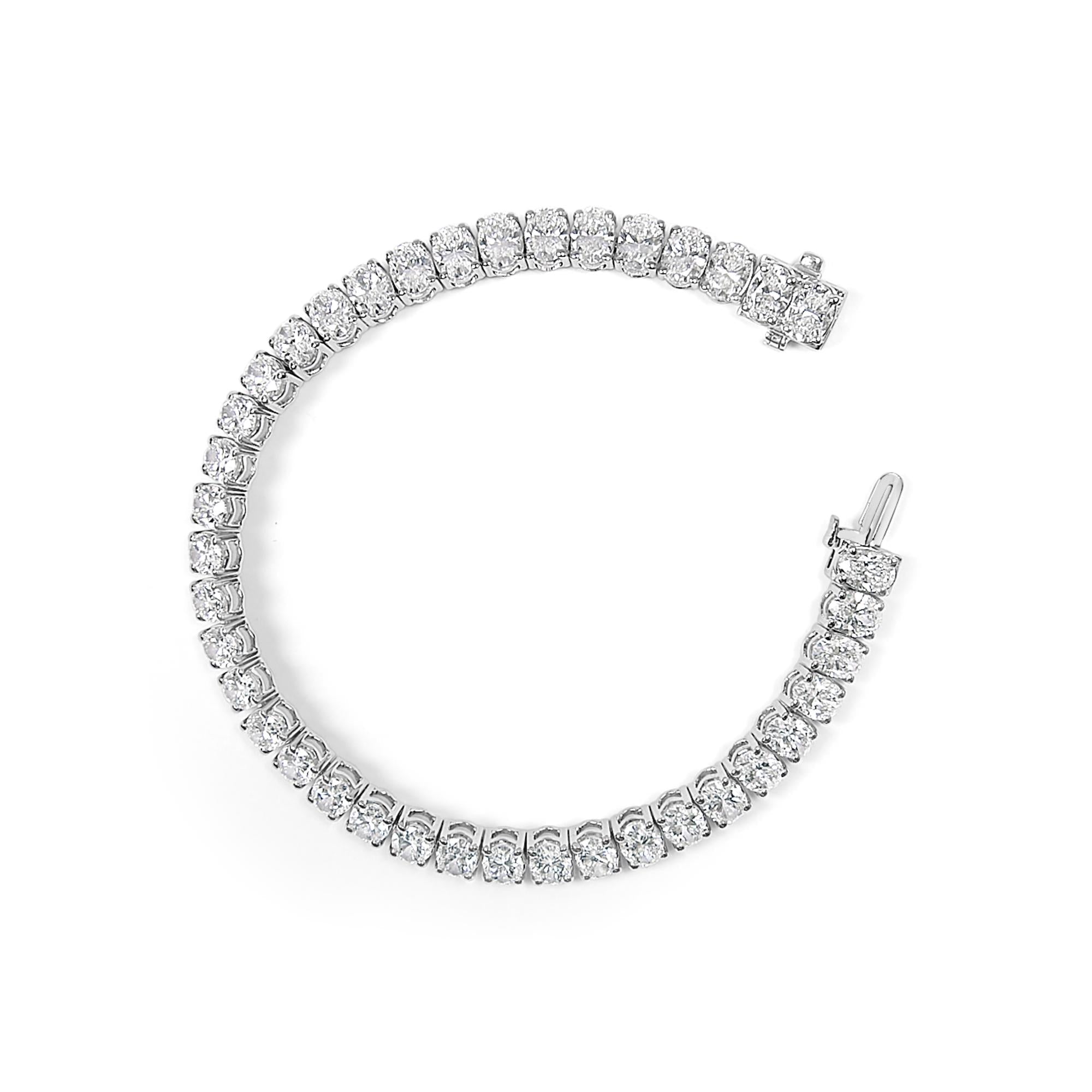 IGI Certified 14K Yellow Gold 18 1/2 Cttw Oval Cut Lab Grown Diamond Tennis Bracelet