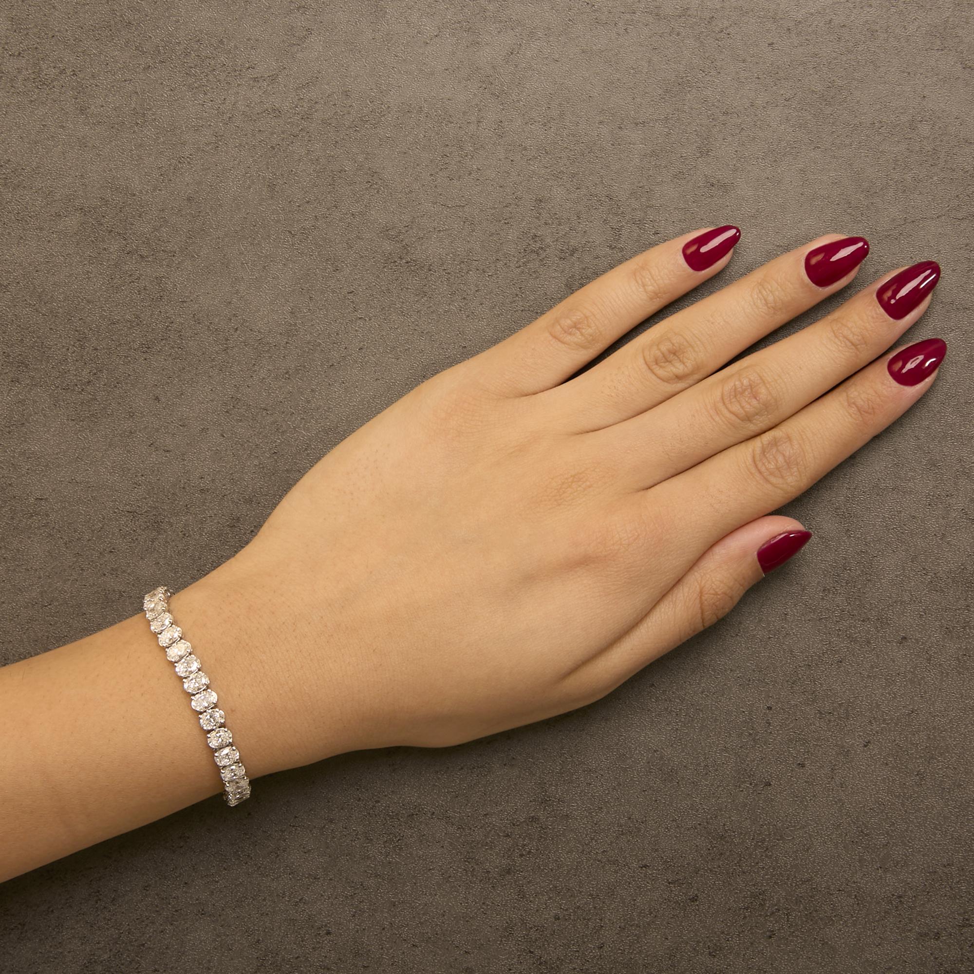 IGI Certified 14K Yellow Gold 18 1/2 Cttw Oval Cut Lab Grown Diamond Tennis Bracelet