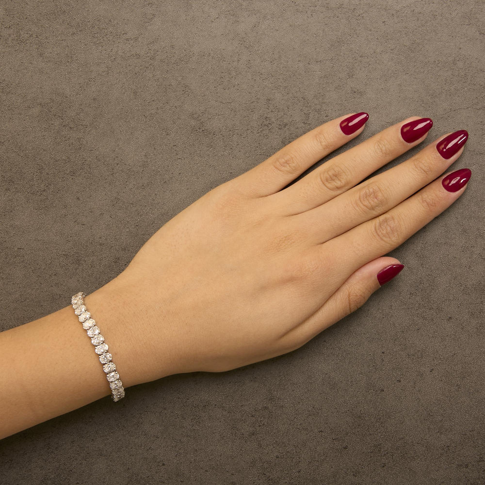 IGI Certified 14K Yellow Gold 18 1/2 Cttw Oval Cut Lab Grown Diamond Tennis Bracelet