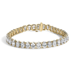 IGI Certified 14K Yellow Gold 18 1/2 Cttw Oval Cut Lab Grown Diamond Tennis Bracelet