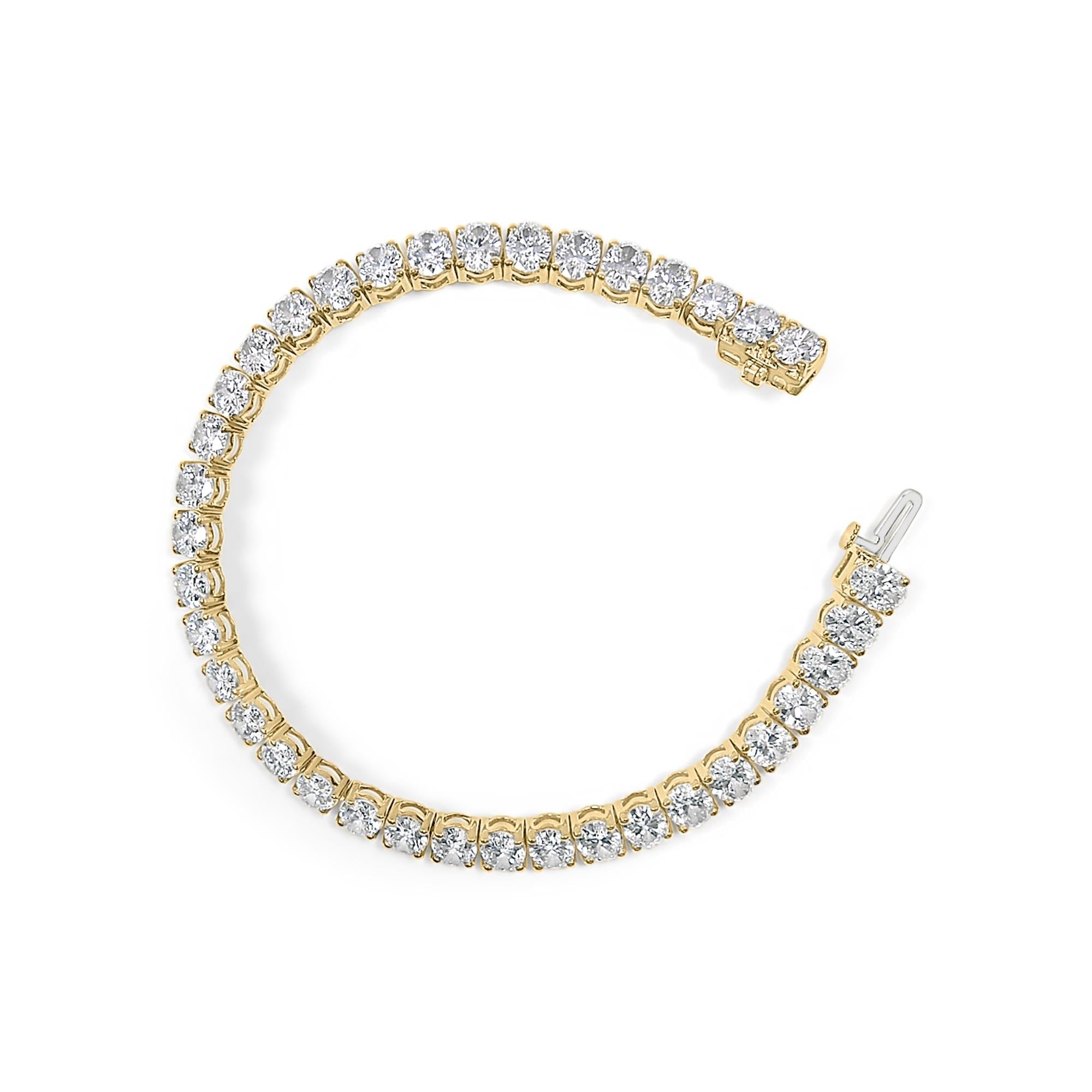 IGI Certified 14K Yellow Gold 18 1/2 Cttw Oval Cut Lab Grown Diamond Tennis Bracelet