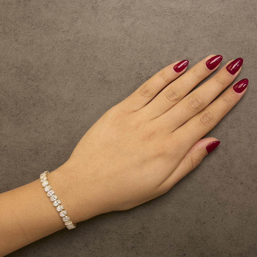 IGI Certified 14K Yellow Gold 18 1/2 Cttw Oval Cut Lab Grown Diamond Tennis Bracelet
