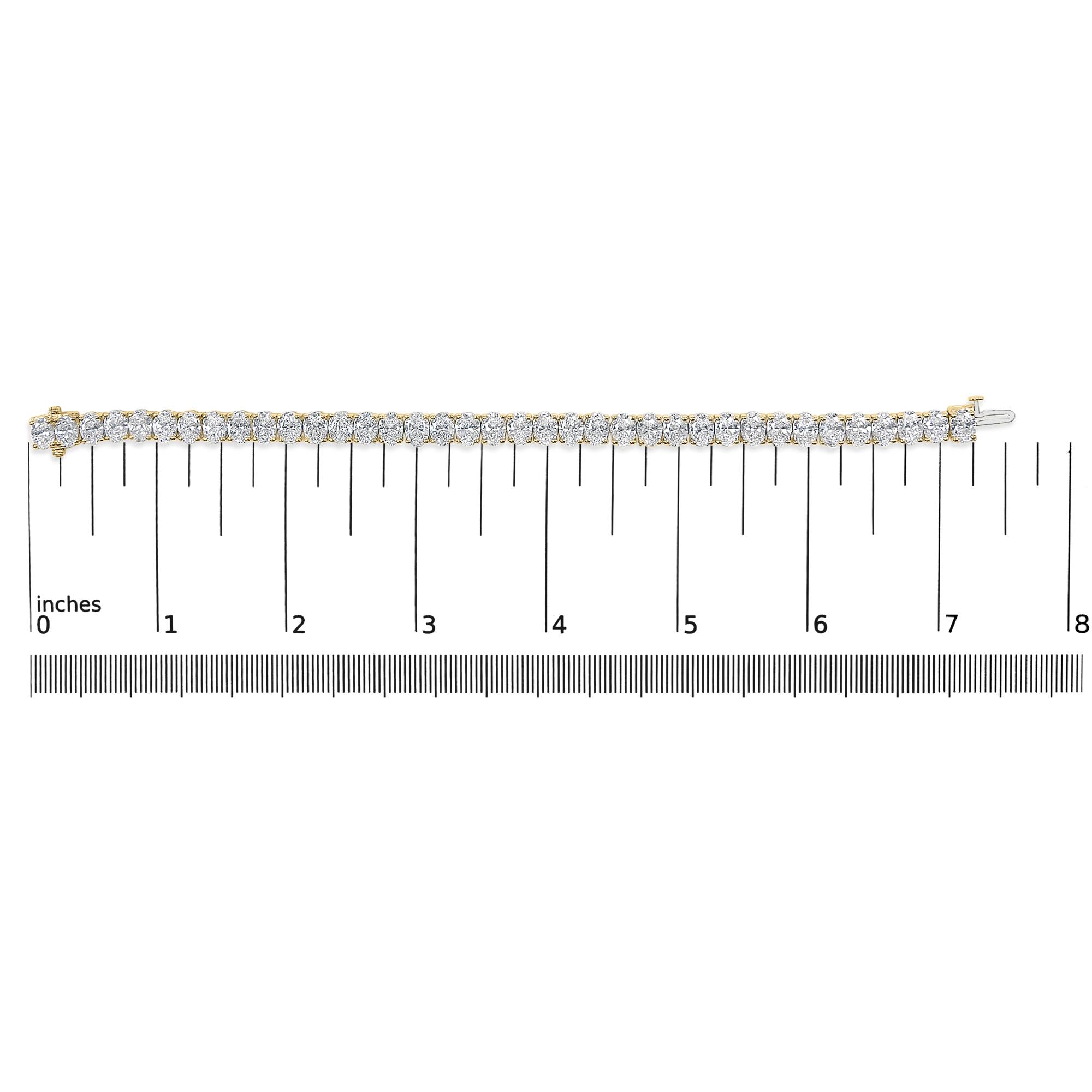 IGI Certified 14K Yellow Gold 18 1/2 Cttw Oval Cut Lab Grown Diamond Tennis Bracelet