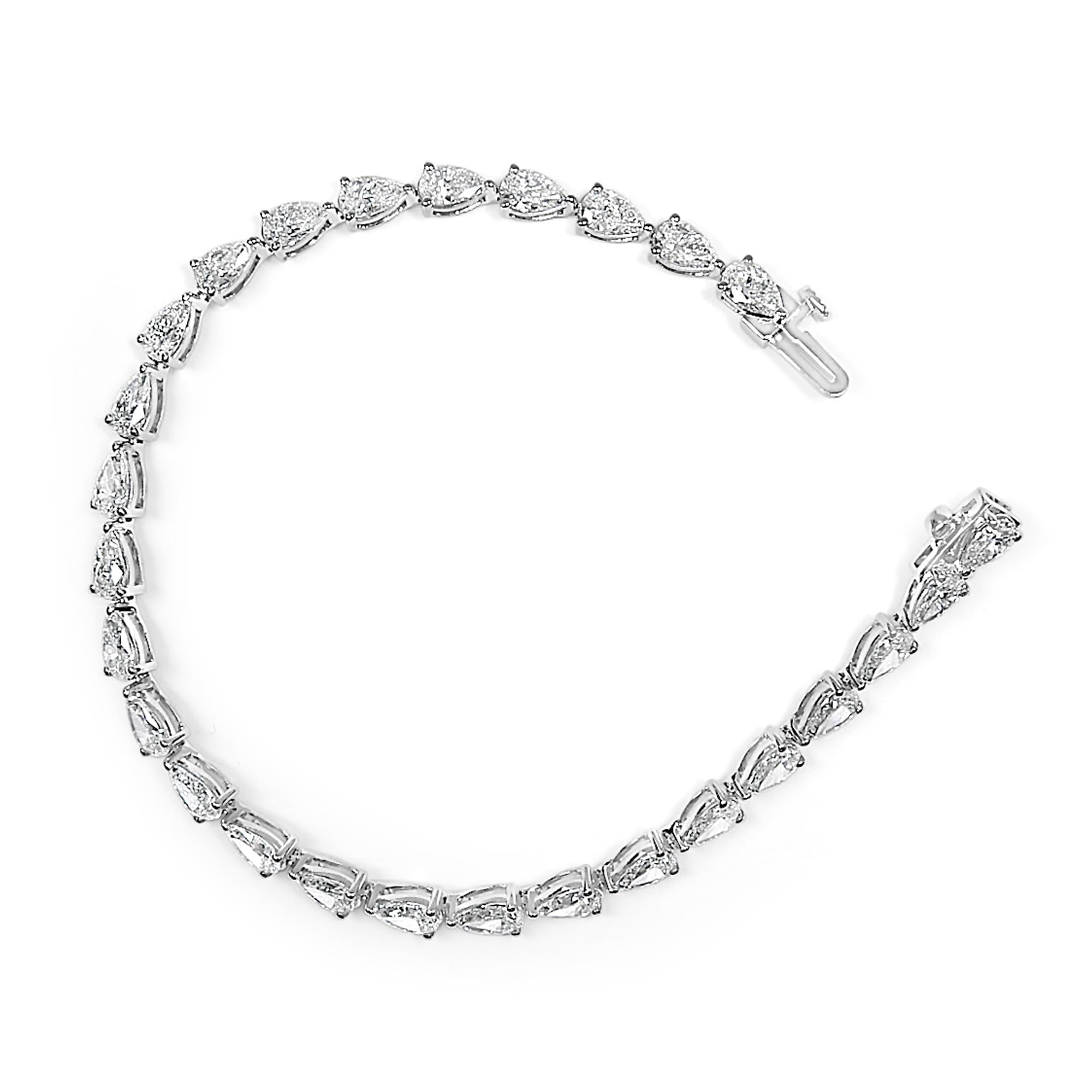 IGI Certified 14K White Gold 8.0 Cttw Pear Cut Lab Grown Diamond Tennis Bracelet