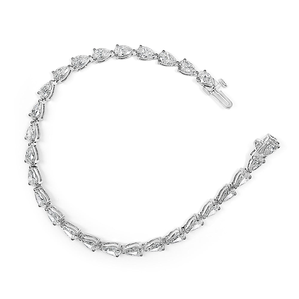 IGI Certified 14K White Gold 8.0 Cttw Pear Cut Lab Grown Diamond Tennis Bracelet