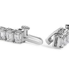 IGI Certified 14K White Gold 10.0 Cttw Emerald Cut Lab Grown Diamond Tennis Bracelet