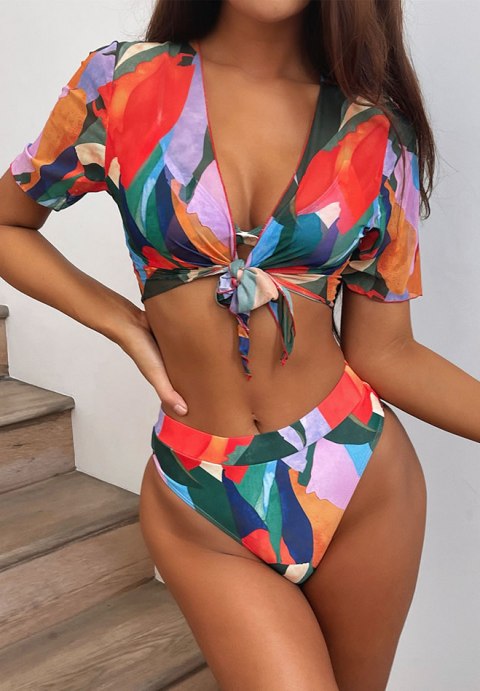3pack Allover Graphic Micro Triangle Bikini Swimsuit