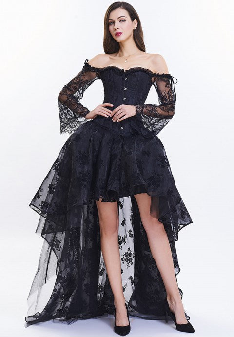 Women's Lace Sexy Corset Long Sleeves Lace Up Bustier