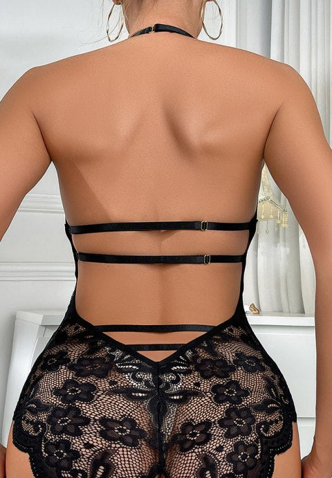 Midnight Infatuation Lace Romper