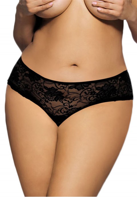 Plus Size Lacy Hipster with Corset Tie Backside