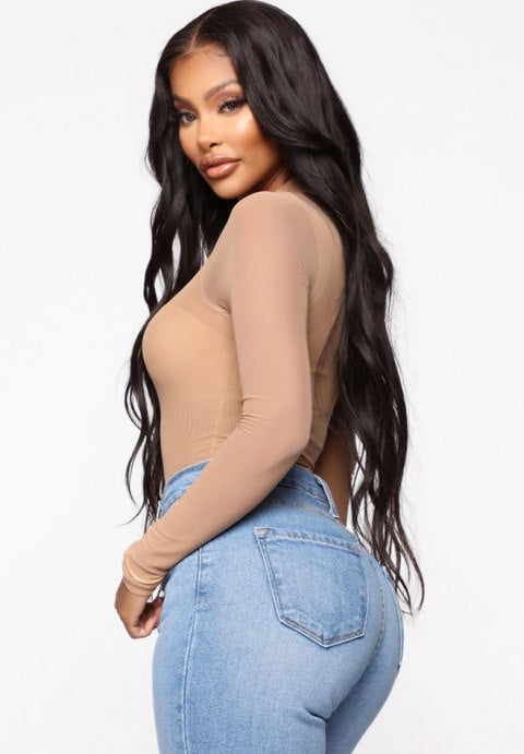 Seductive Sheer Long-Sleeve Bodysuit