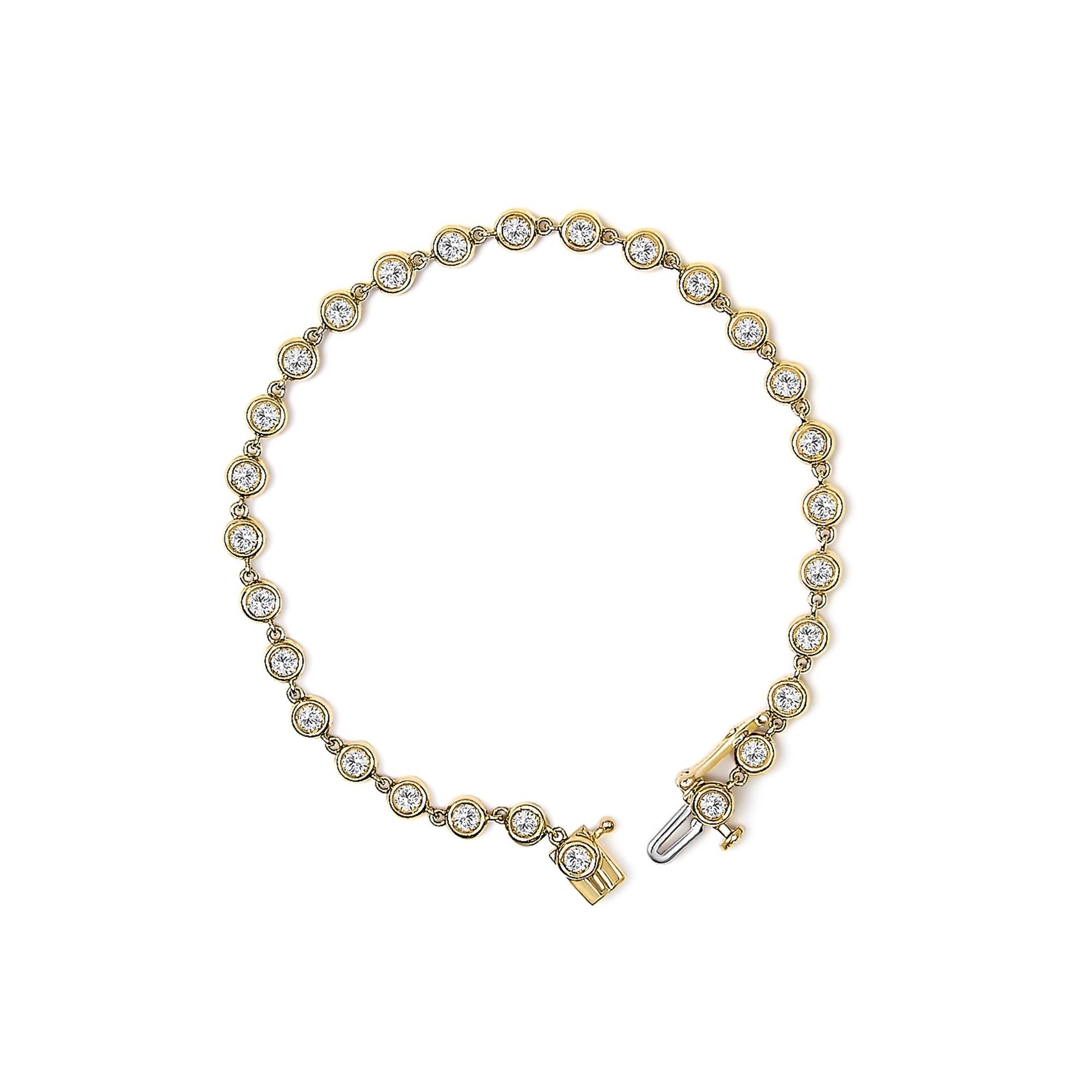 10K Yellow Gold 1 1/2 Cttw Lab Grown Diamond Bezel Link Bracelet