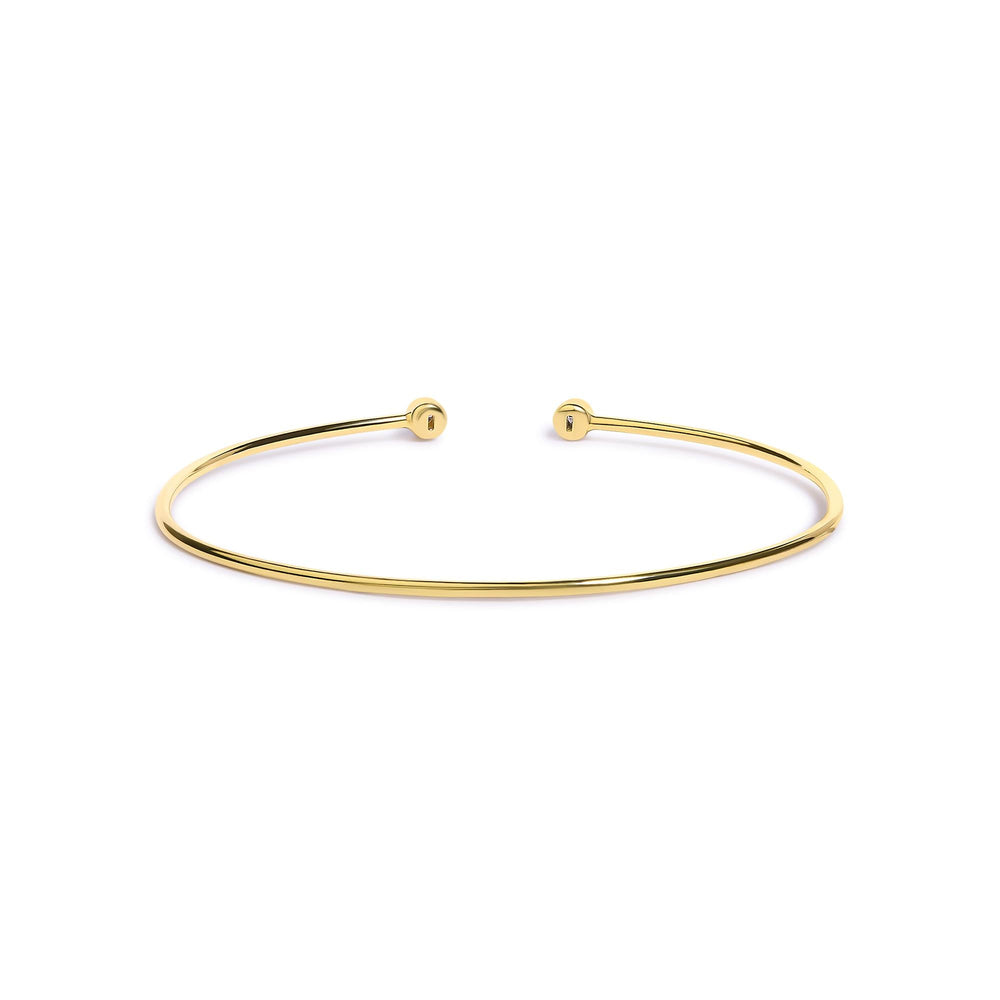 10K Yellow Gold plated Sterling Silver Lab Grown Diamond Accent Bezel Cuff Bangle Bracelet