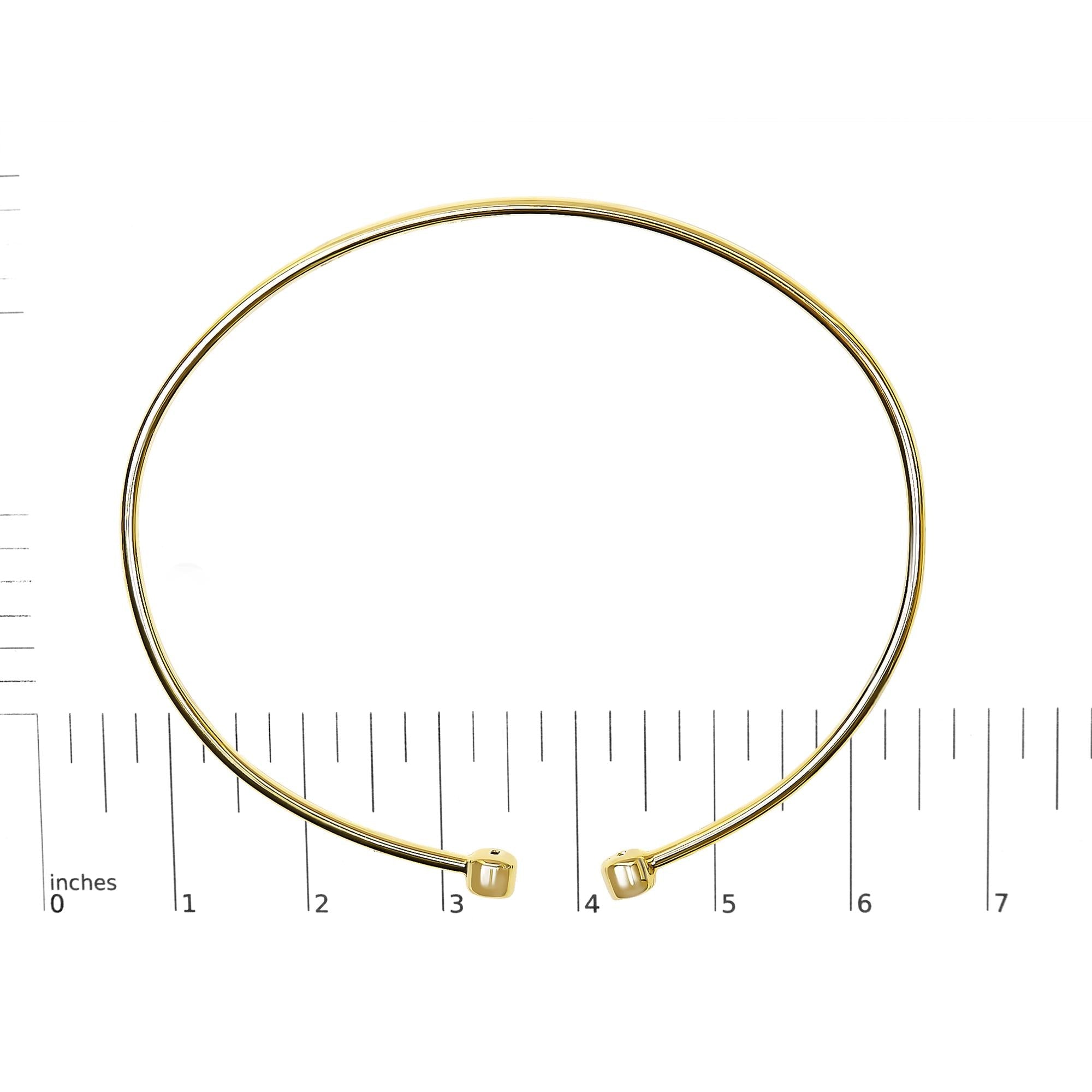 10K Yellow Gold plated Sterling Silver Lab Grown Diamond Accent Bezel Cuff Bangle Bracelet