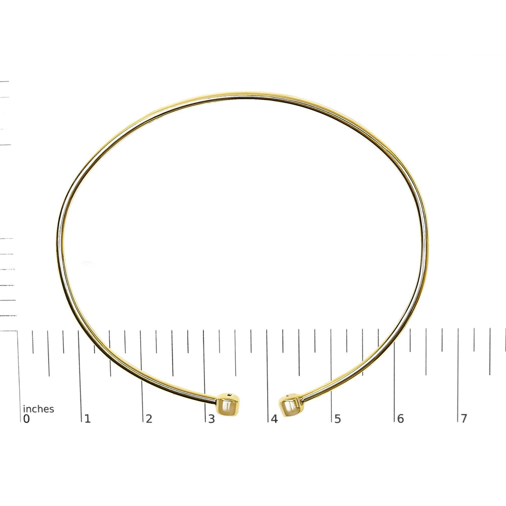 10K Yellow Gold plated Sterling Silver Lab Grown Diamond Accent Bezel Cuff Bangle Bracelet
