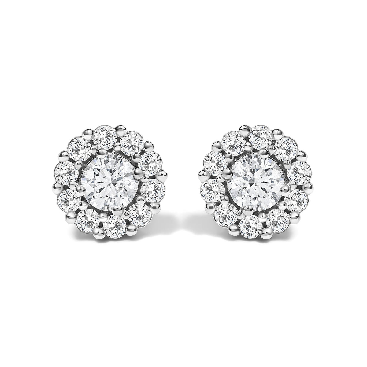 10K White Gold 1 1/2 Cttw Lab Grown Diamond Halo Stud Earrings