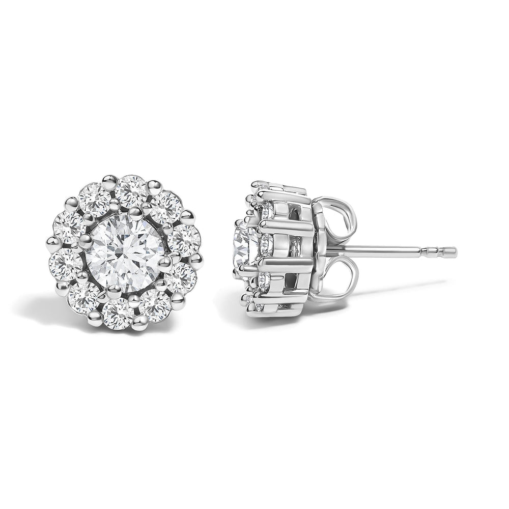 10K White Gold 1 1/2 Cttw Lab Grown Diamond Halo Stud Earrings