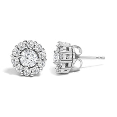 10K White Gold 1 1/2 Cttw Lab Grown Diamond Halo Stud Earrings