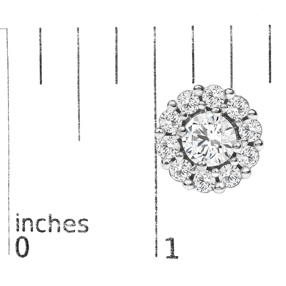 10K White Gold 1 1/2 Cttw Lab Grown Diamond Halo Stud Earrings