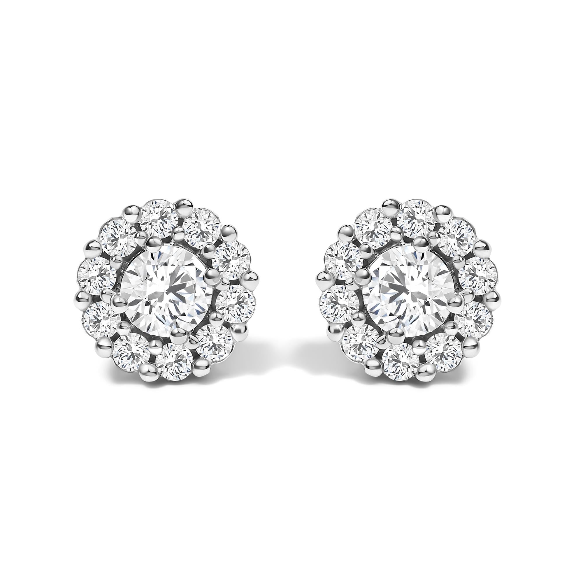 10K White Gold 3.0 Cttw Lab Grown Diamond Halo Stud Earrings
