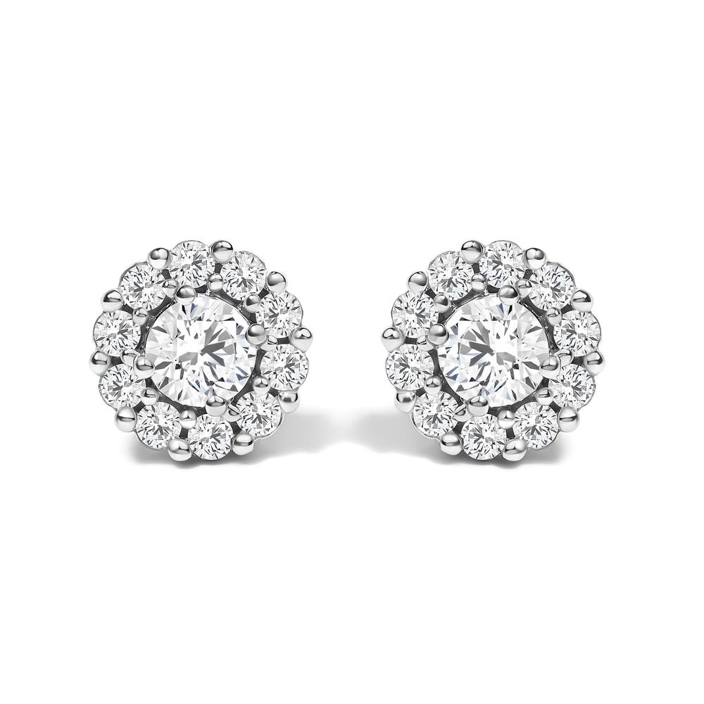 10K White Gold 3.0 Cttw Lab Grown Diamond Halo Stud Earrings