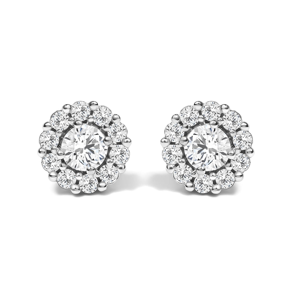 10K White Gold 3.0 Cttw Lab Grown Diamond Halo Stud Earrings