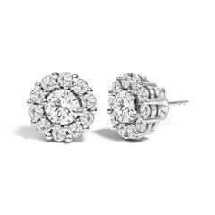 10K White Gold 3.0 Cttw Lab Grown Diamond Halo Stud Earrings