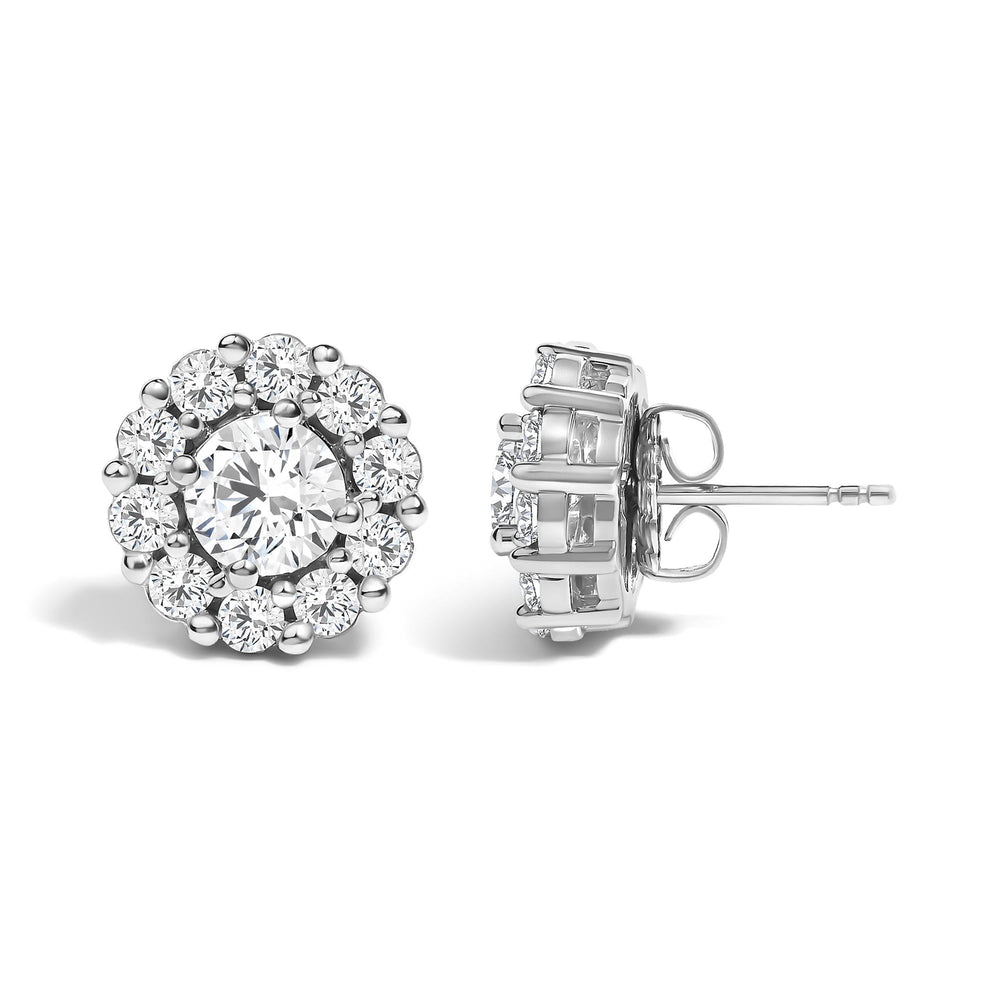 10K White Gold 3.0 Cttw Lab Grown Diamond Halo Stud Earrings