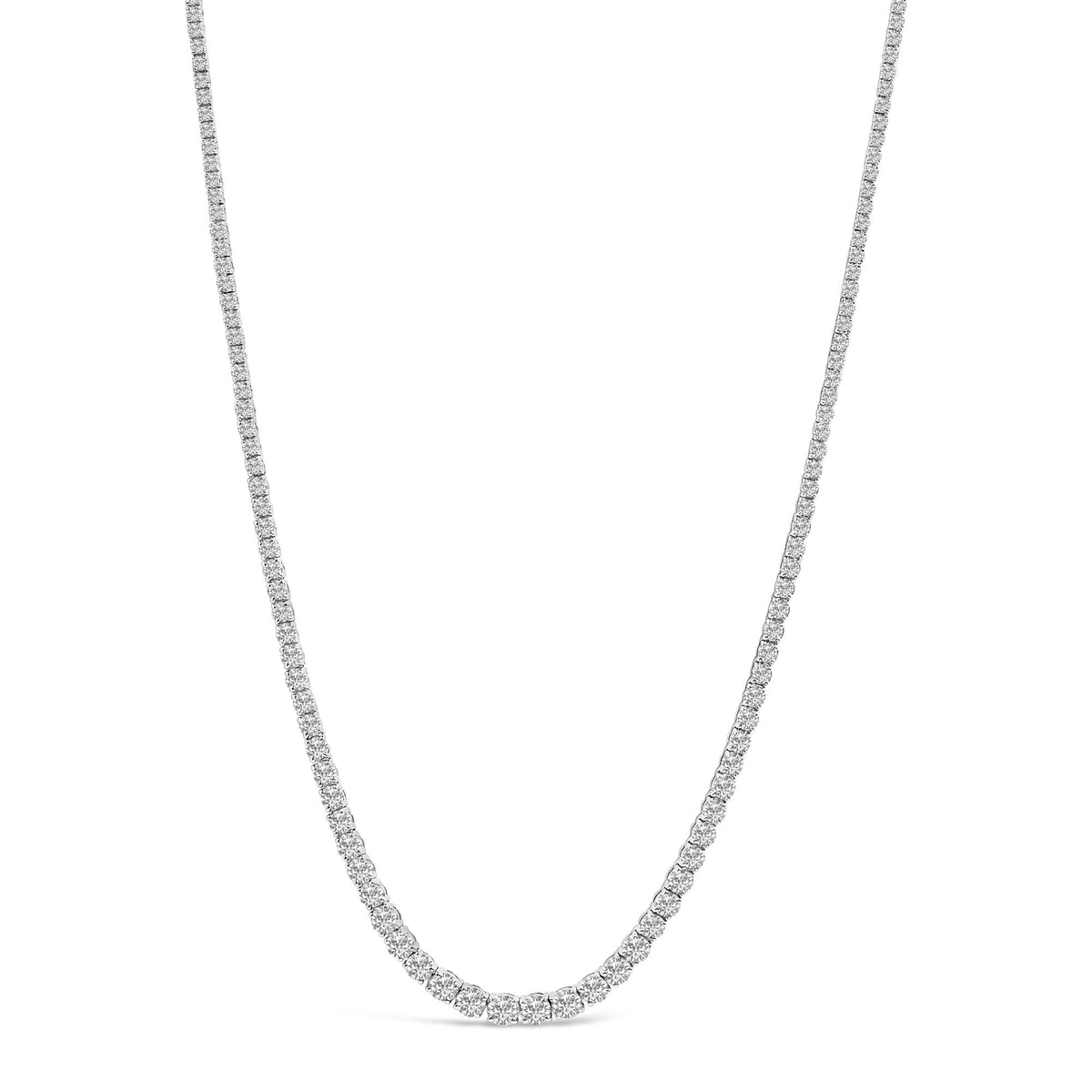 14K White Gold 16.00 Cttw Lab Grown Diamond Graduated Riviera Tennis Necklace  - 17 inch